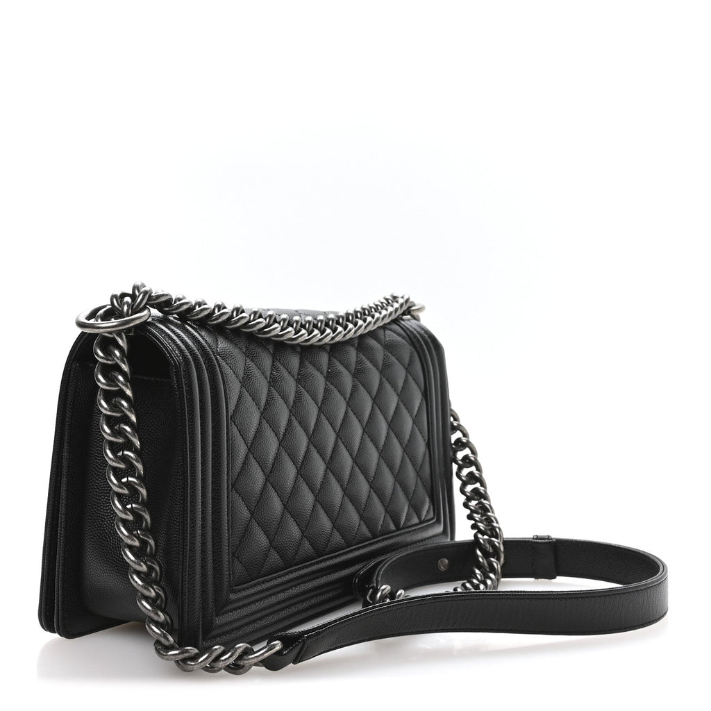 Caviar Quilted Medium Boy Flap Black