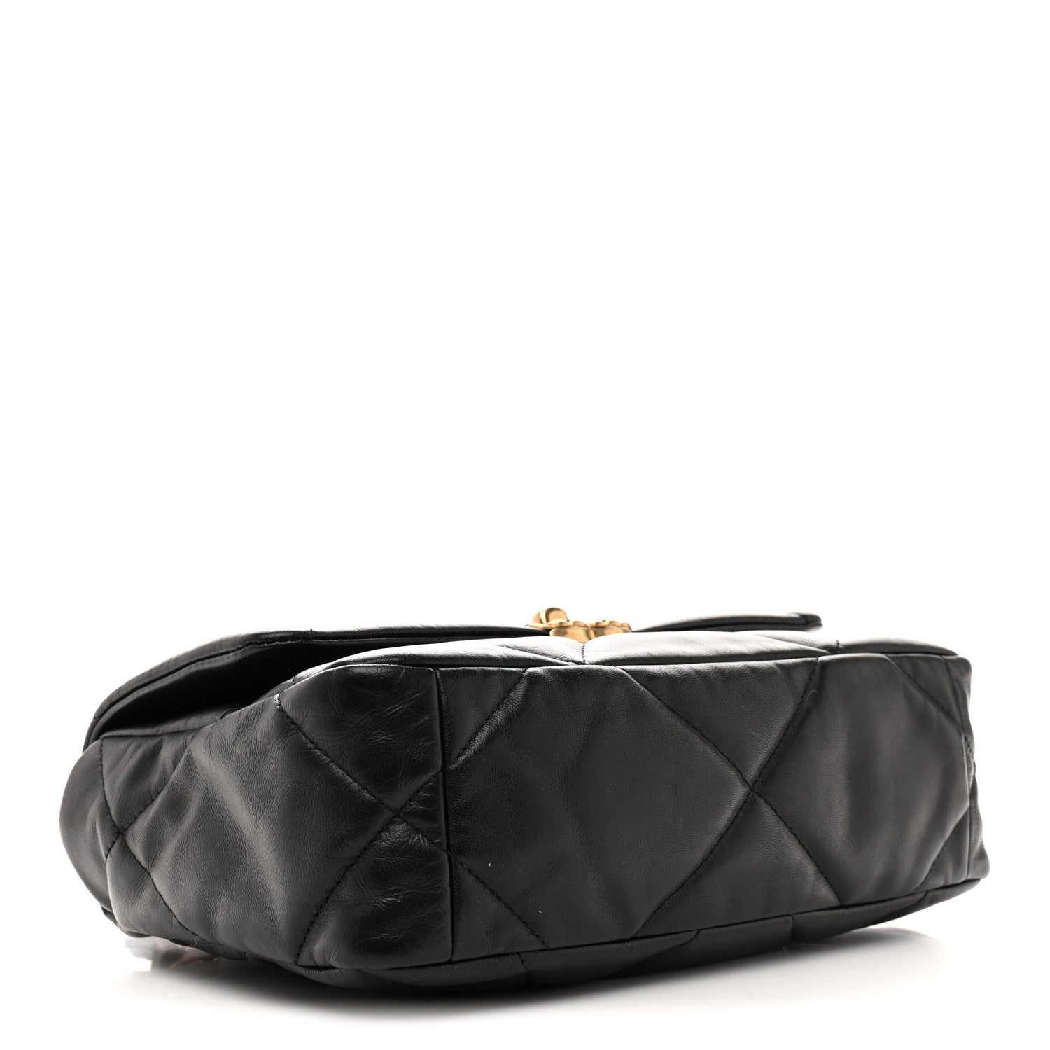 Shiny Goatskin Quilted Medium Chanel 19 Flap Black