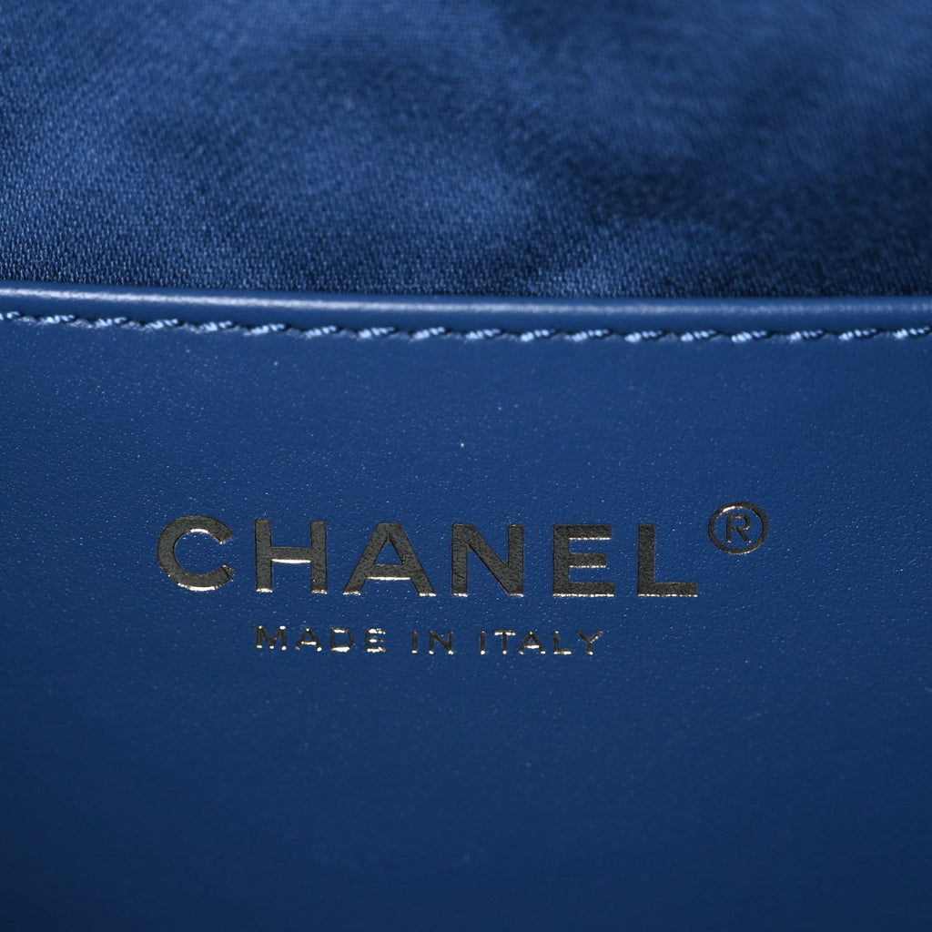 Washed Denim Quilted Mini Chanel 25 Handbag Blue