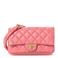 Aged Calfskin Quilted 2.55 Reissue Flap Belt Bag Pink
