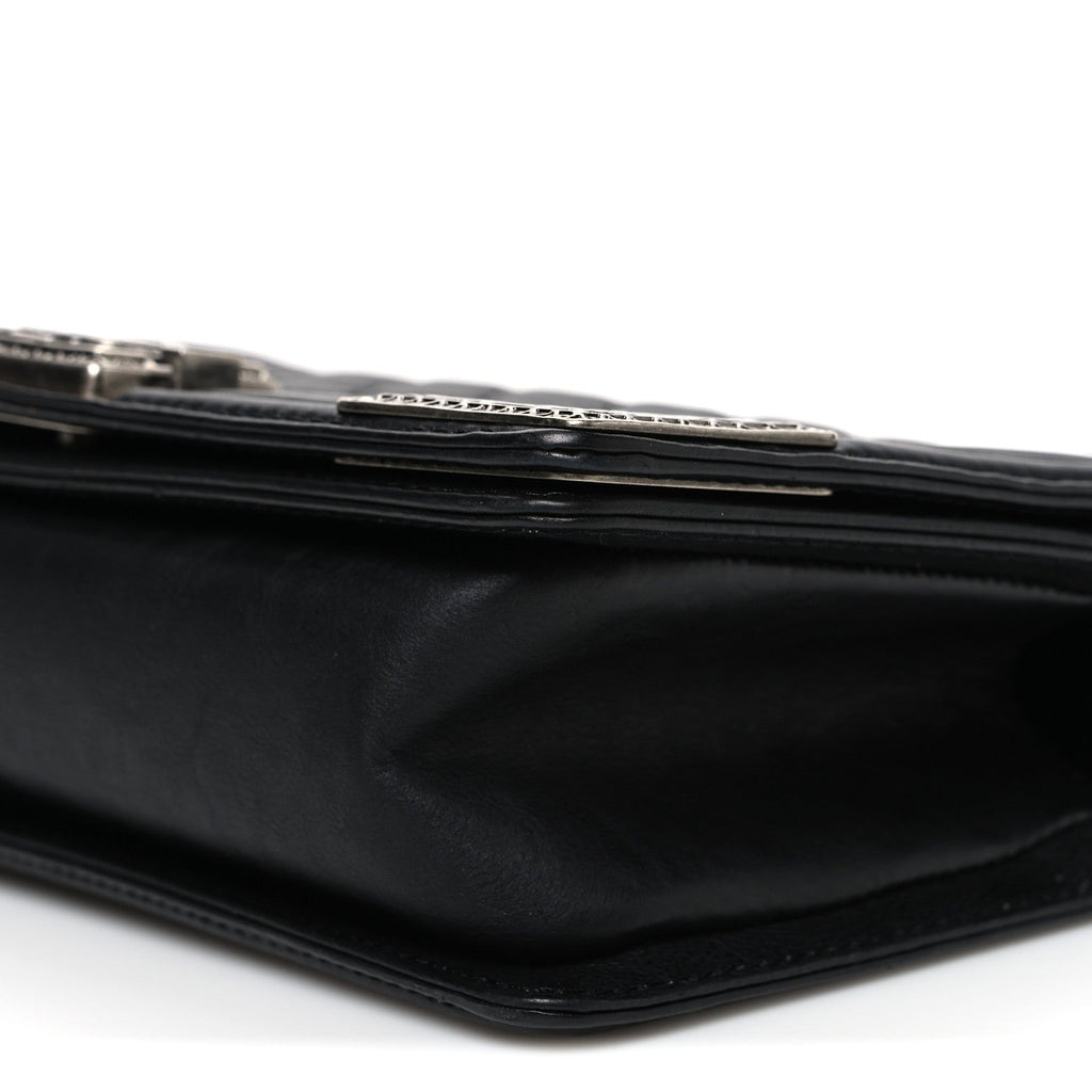 Calfskin Quilted Metal Embellished Paris Dallas Medium Boy Flap Black