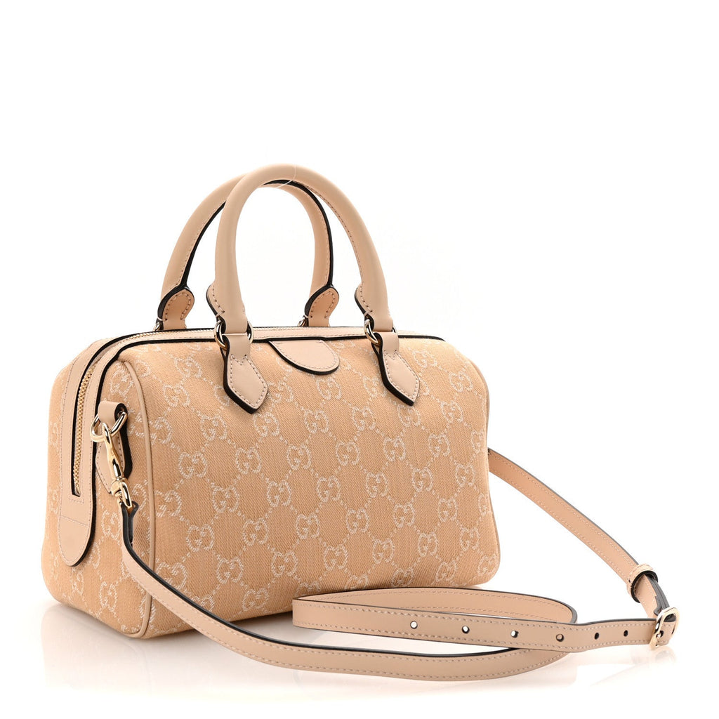 Summer Denim Calfskin GG Monogram Small Ophidia Top Handle Bag Souffle Rose