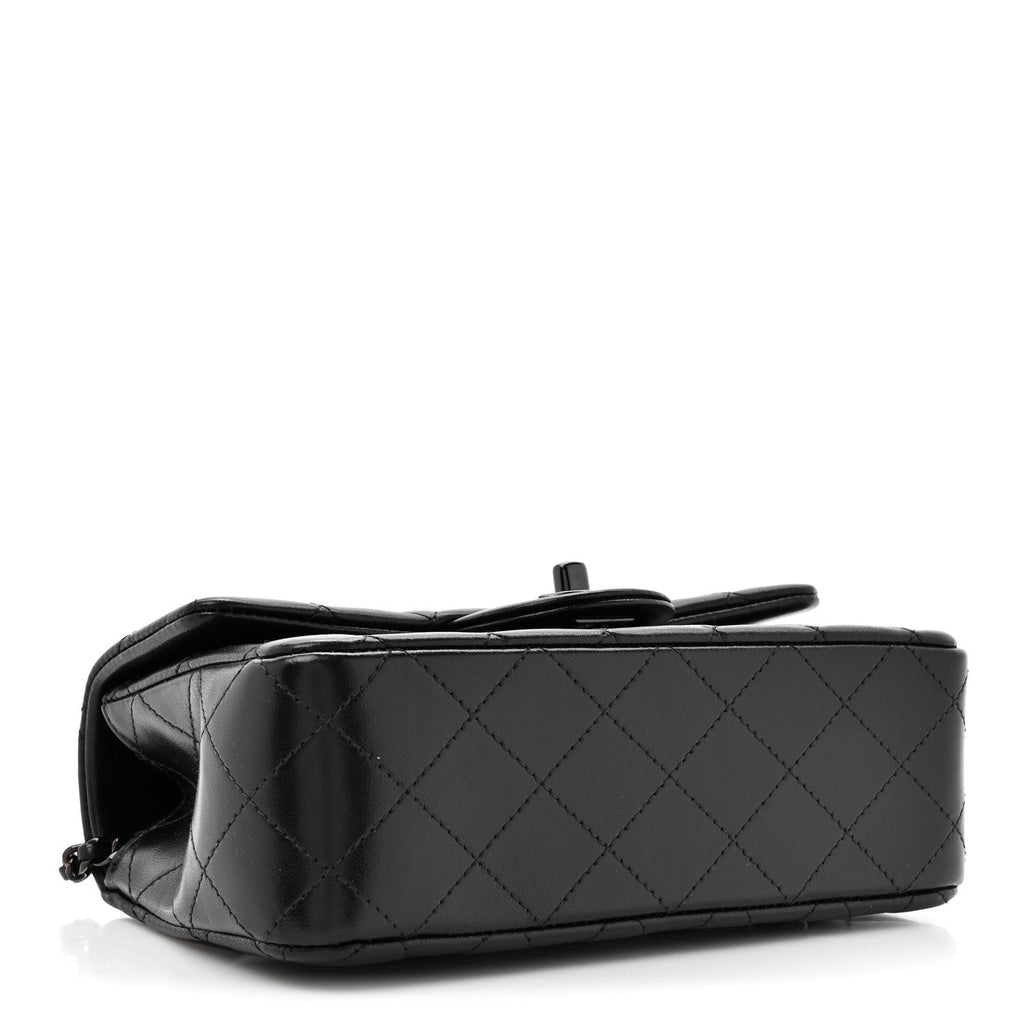 Lambskin Quilted Mini Top Handle Rectangular Flap So Black