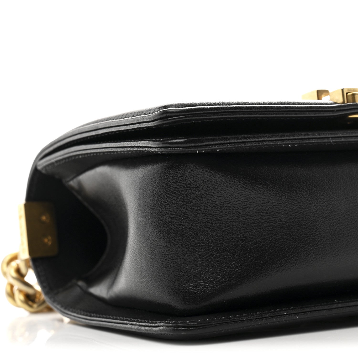 Calfskin Quilted Small Boy Flap Black