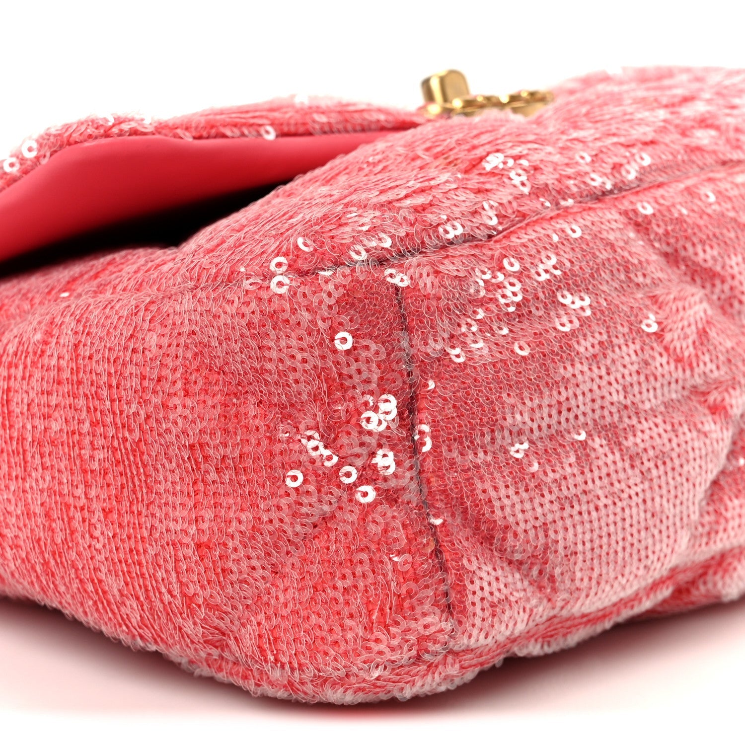 Sequin Quilted Medium Chanel 19 Flap Coral