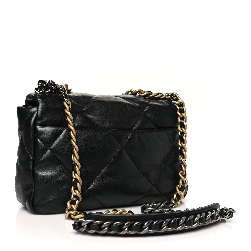 Lambskin Quilted Medium Chanel 19 Flap Black