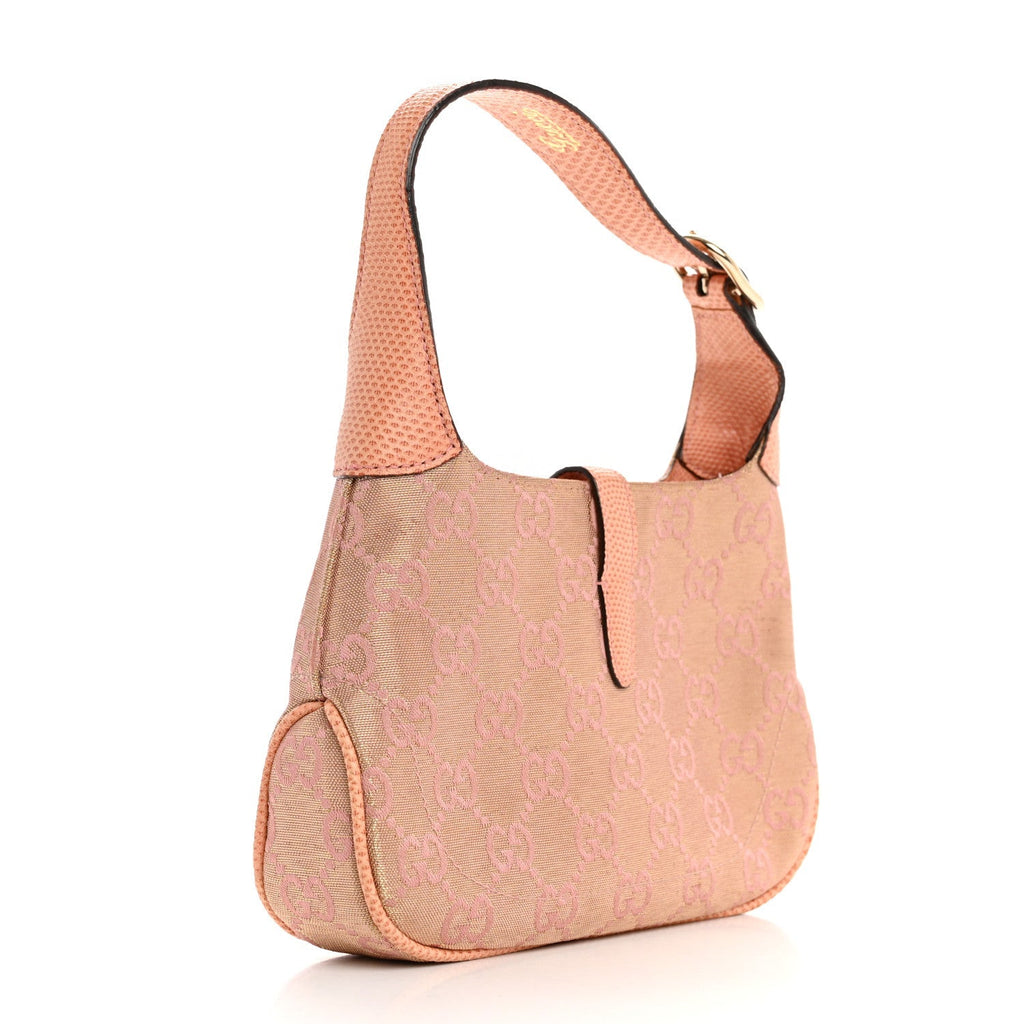 Metallic Monogram Lizard Jackie O Hobo Pink