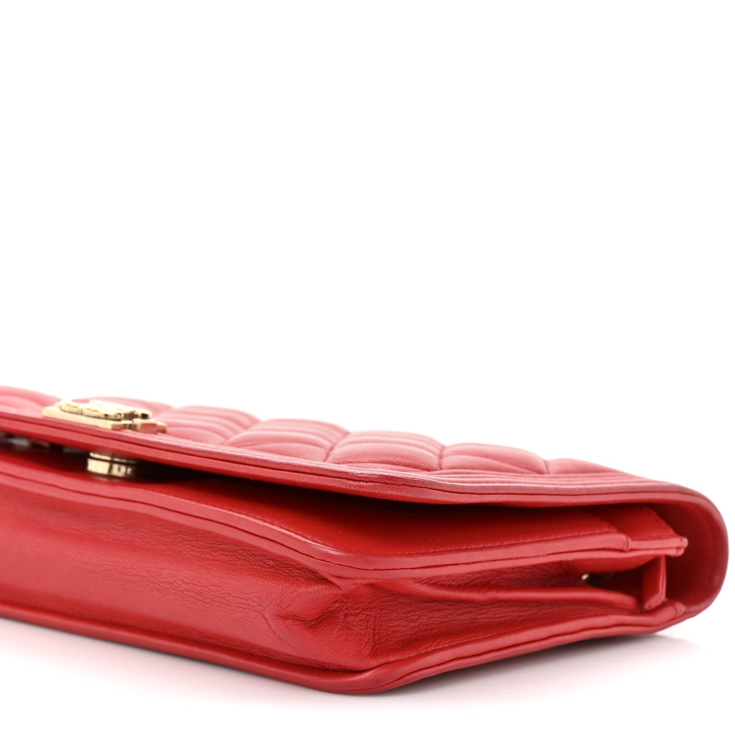Lambskin Quilted Boy Wallet On Chain WOC Red