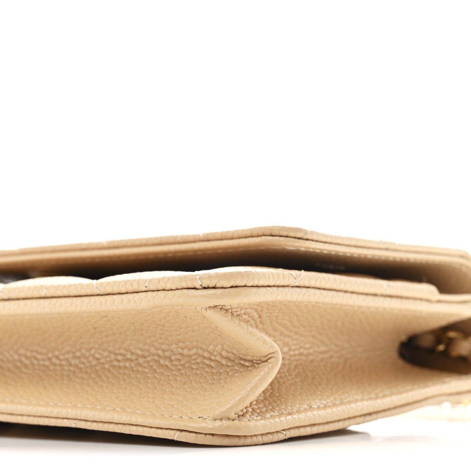 Caviar Quilted Wallet on Chain WOC Beige
