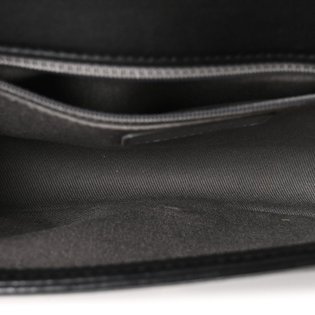 Calfskin Crystal Embossed Medium Boy Flap Black