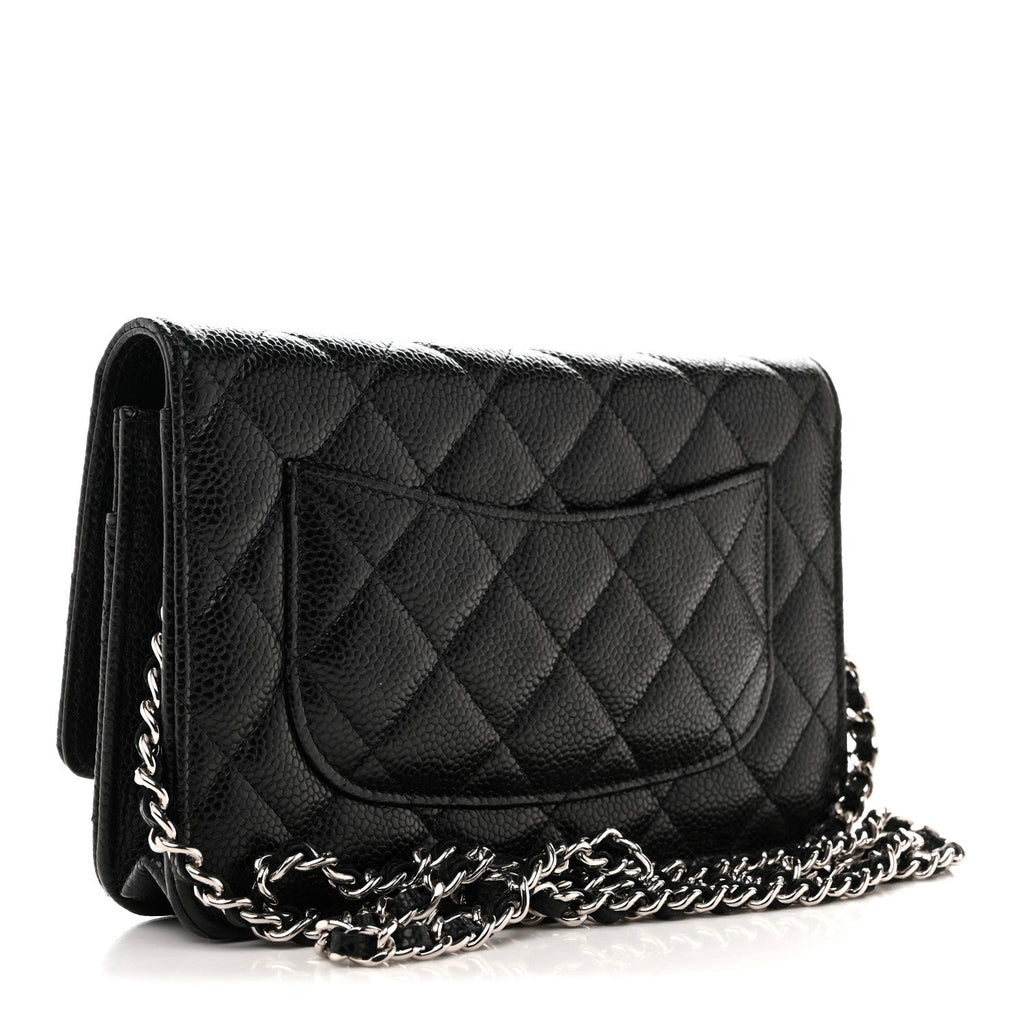 Caviar Quilted Wallet on Chain WOC Black