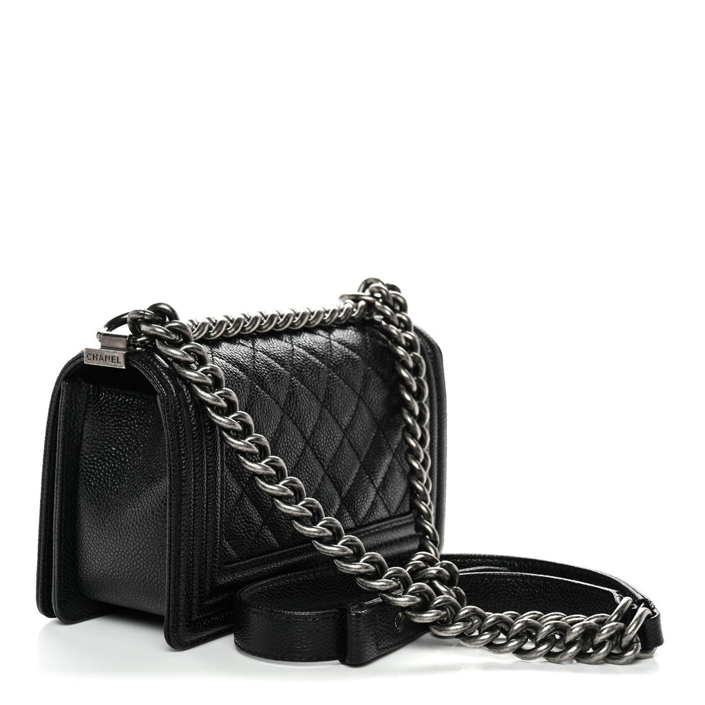 Caviar Quilted Small Boy Flap Black