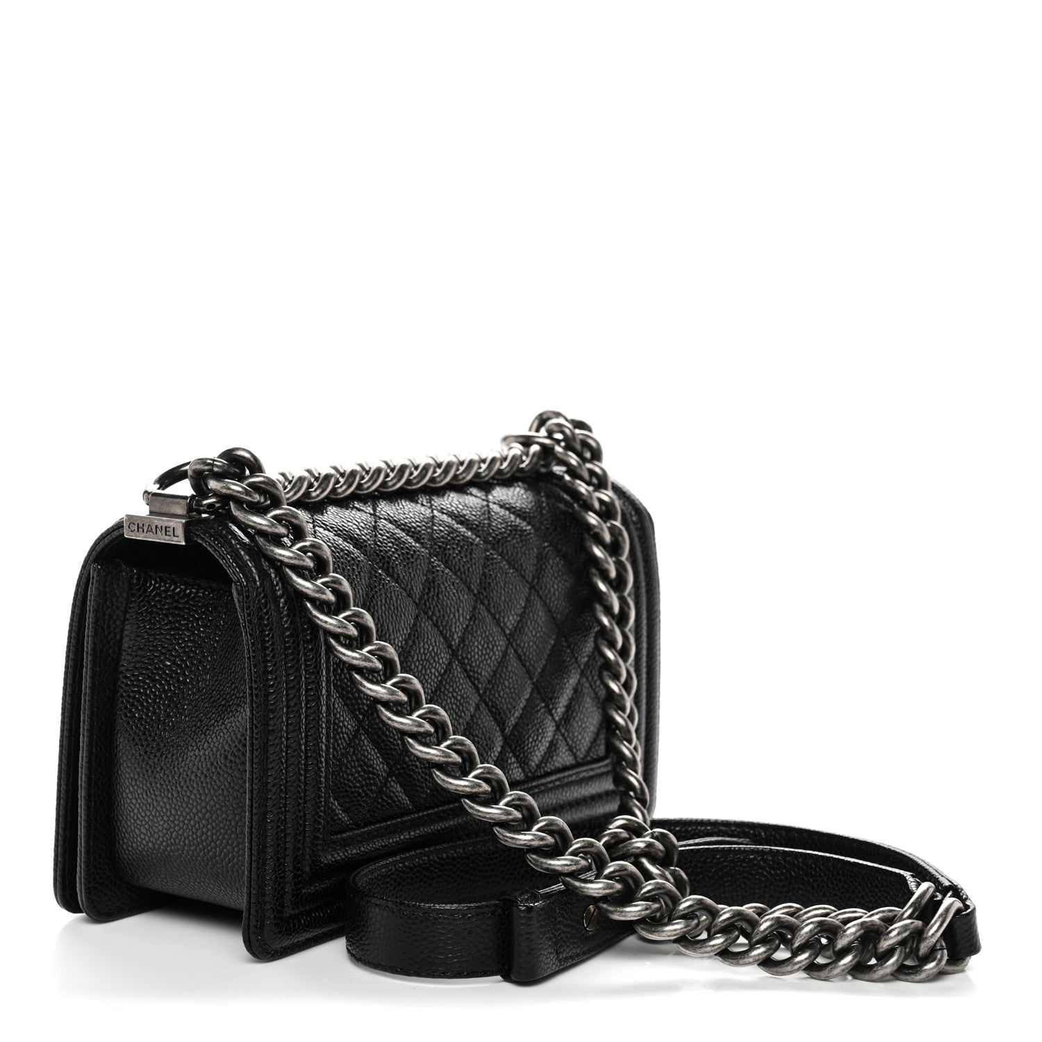 Caviar Quilted Small Boy Flap Black