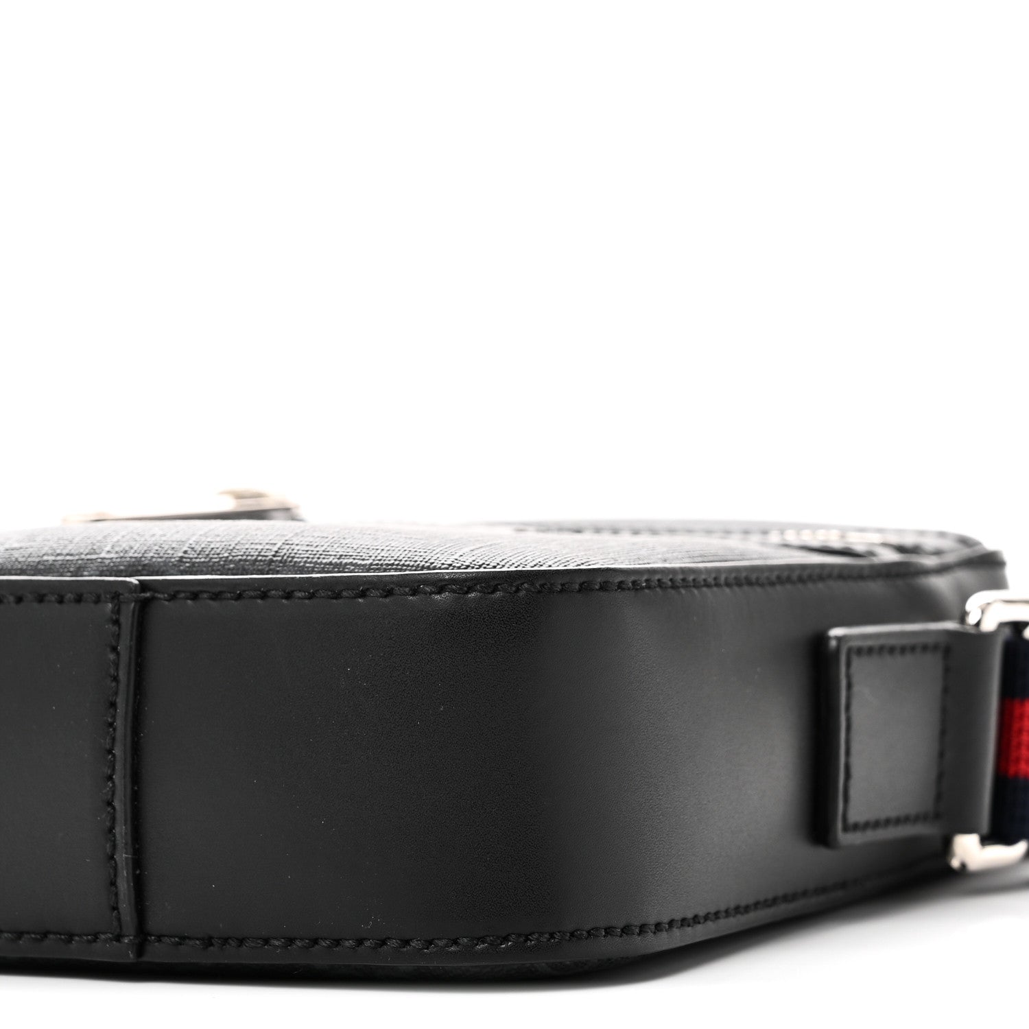 GG Supreme Monogram Appia Calfskin Web Small Camera Messenger Bag Black Grey