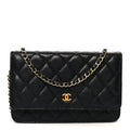 Caviar Quilted Wallet on Chain WOC Black