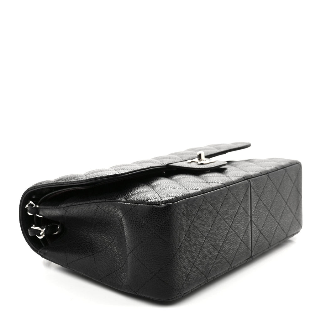 Caviar Quilted Jumbo Double Flap Black