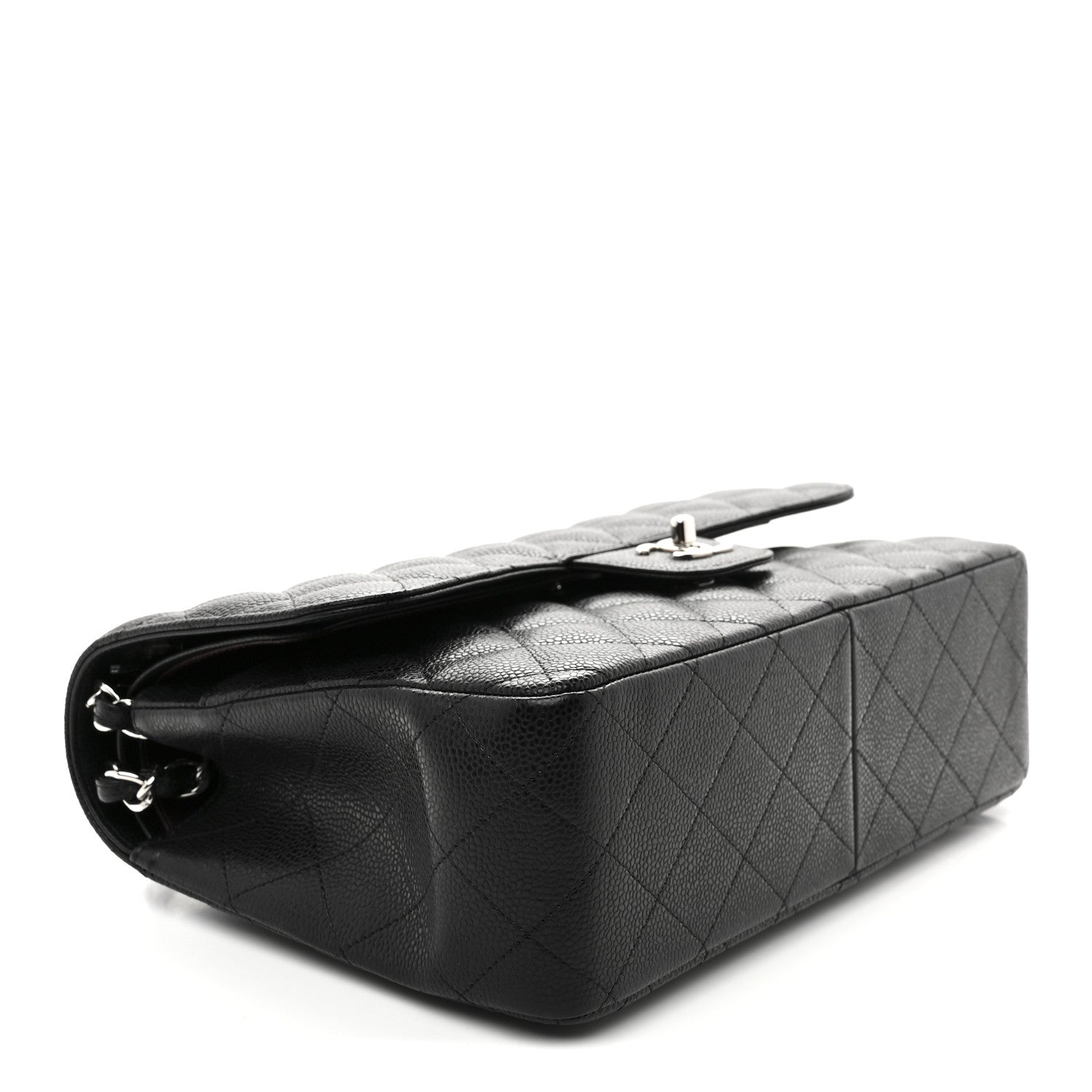 Caviar Quilted Jumbo Double Flap Black