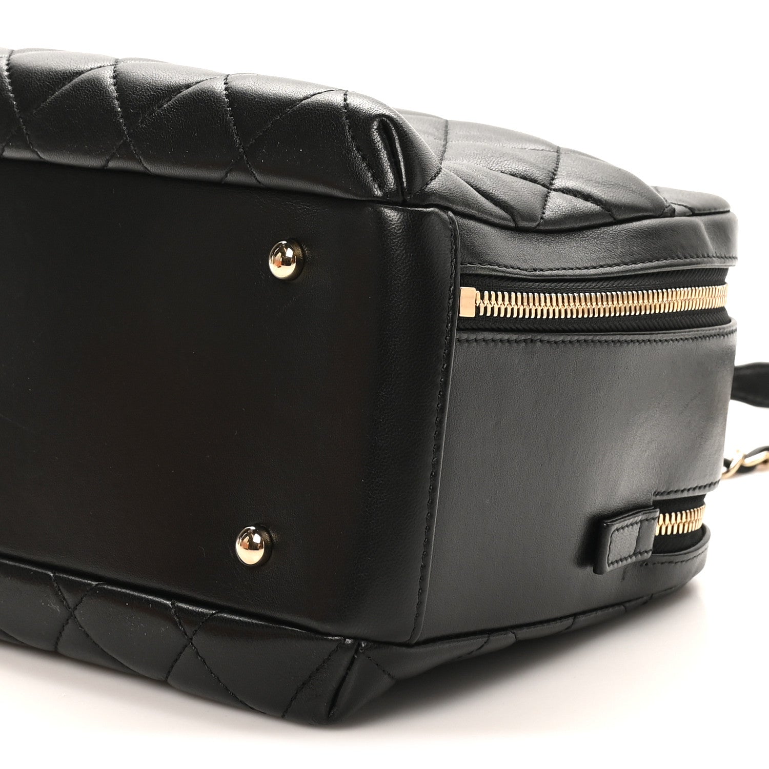 Lambskin Quilted Medium Trendy CC Bowling Bag Black