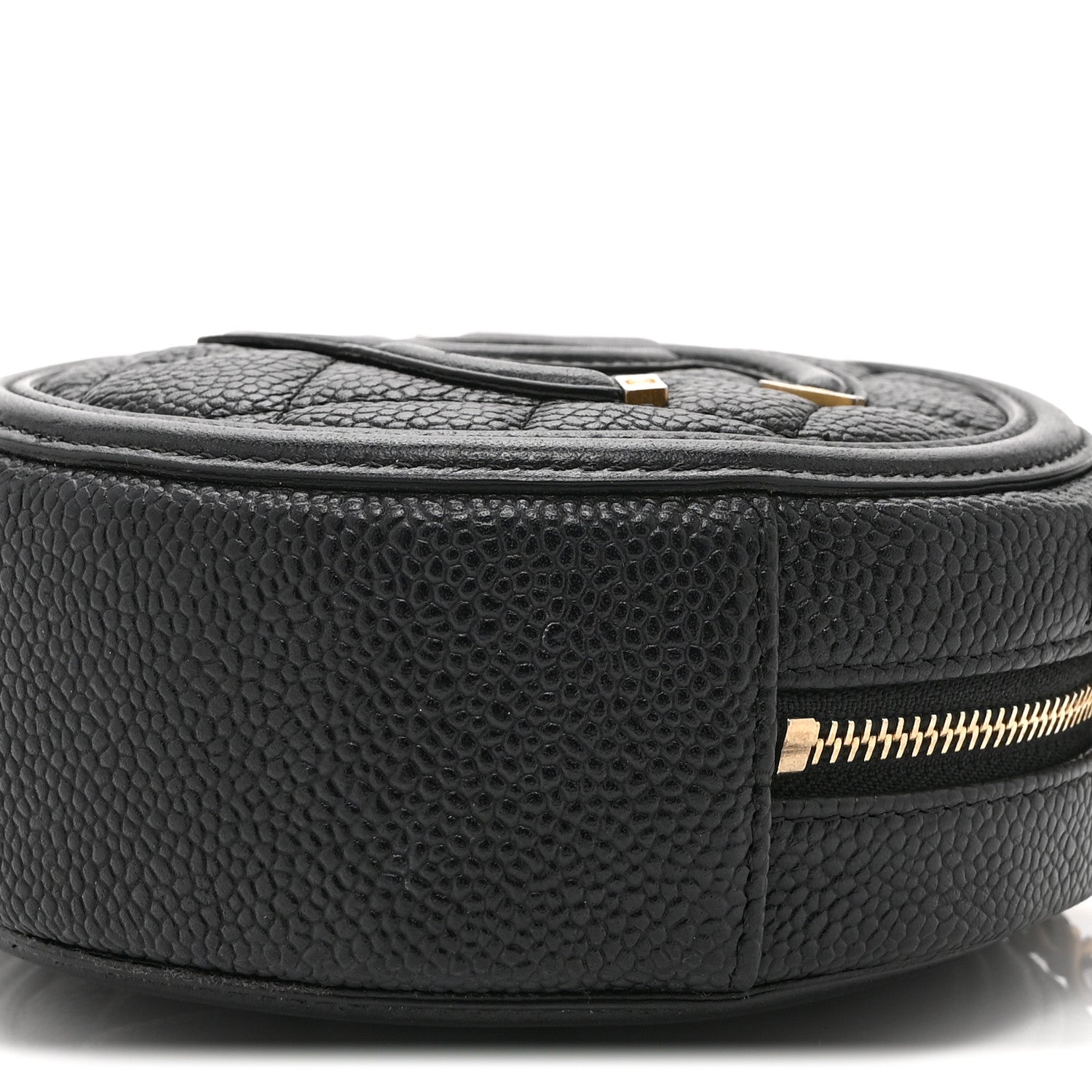 Caviar Quilted Round Filigree Crossbody Black