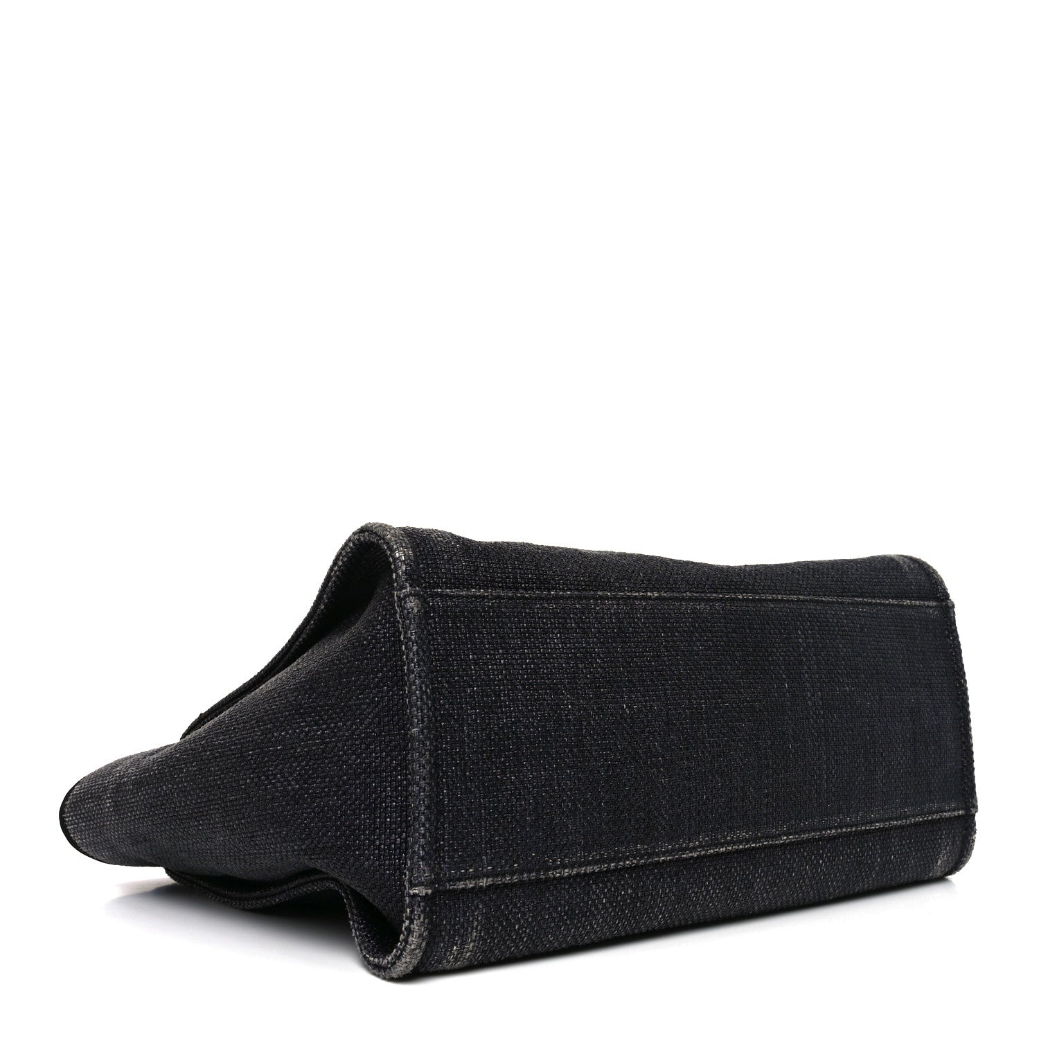 Woven Straw Raffia Large Deauville Tote Black