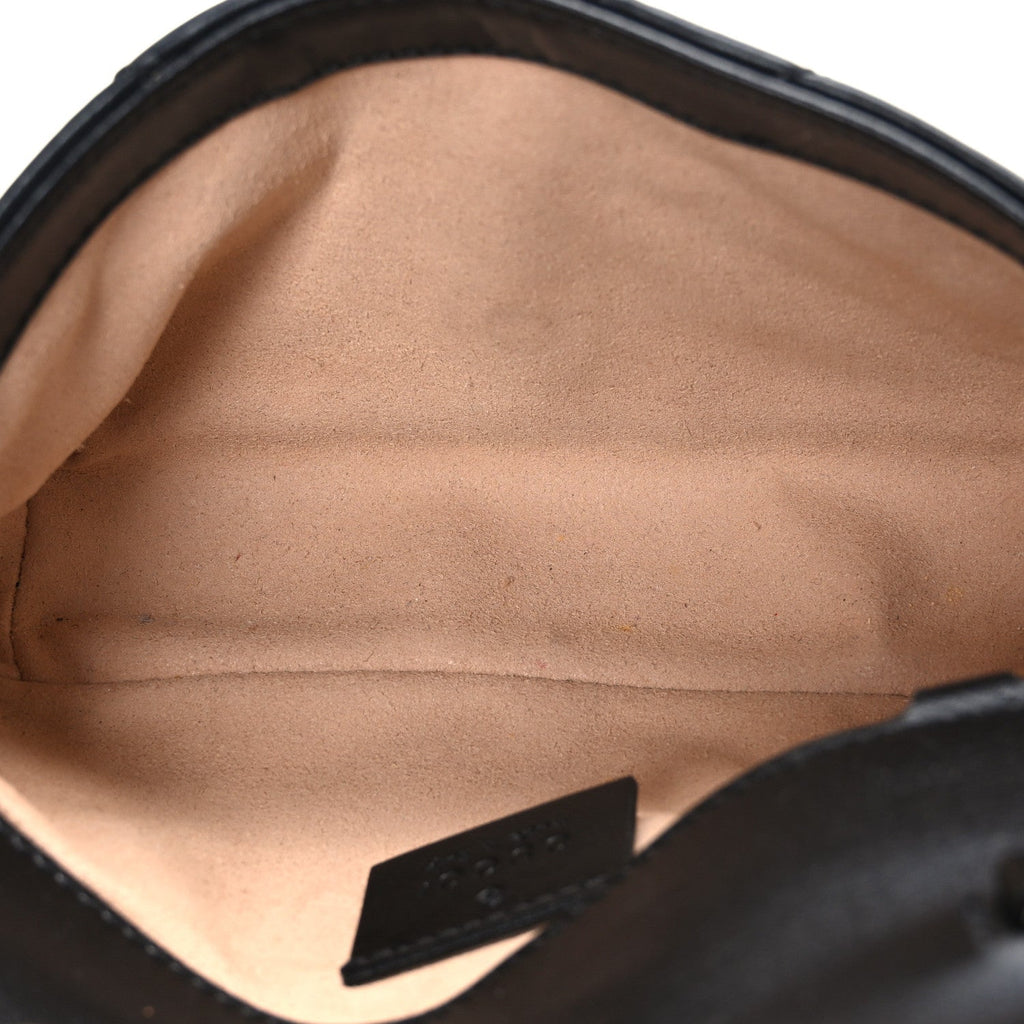 Calfskin Matelasse Super Mini GG Marmont Shoulder Bag Black