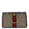 GG Supreme Monogram Web Medium Ophidia Chain Shoulder Bag Brown