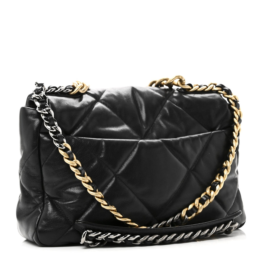 Goatskin Quilted Large Chanel 19 Flap Black