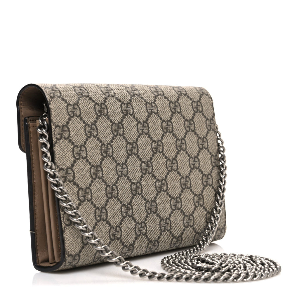 GG Supreme Monogram Mini Dionysus Chain Wallet Beige Taupe