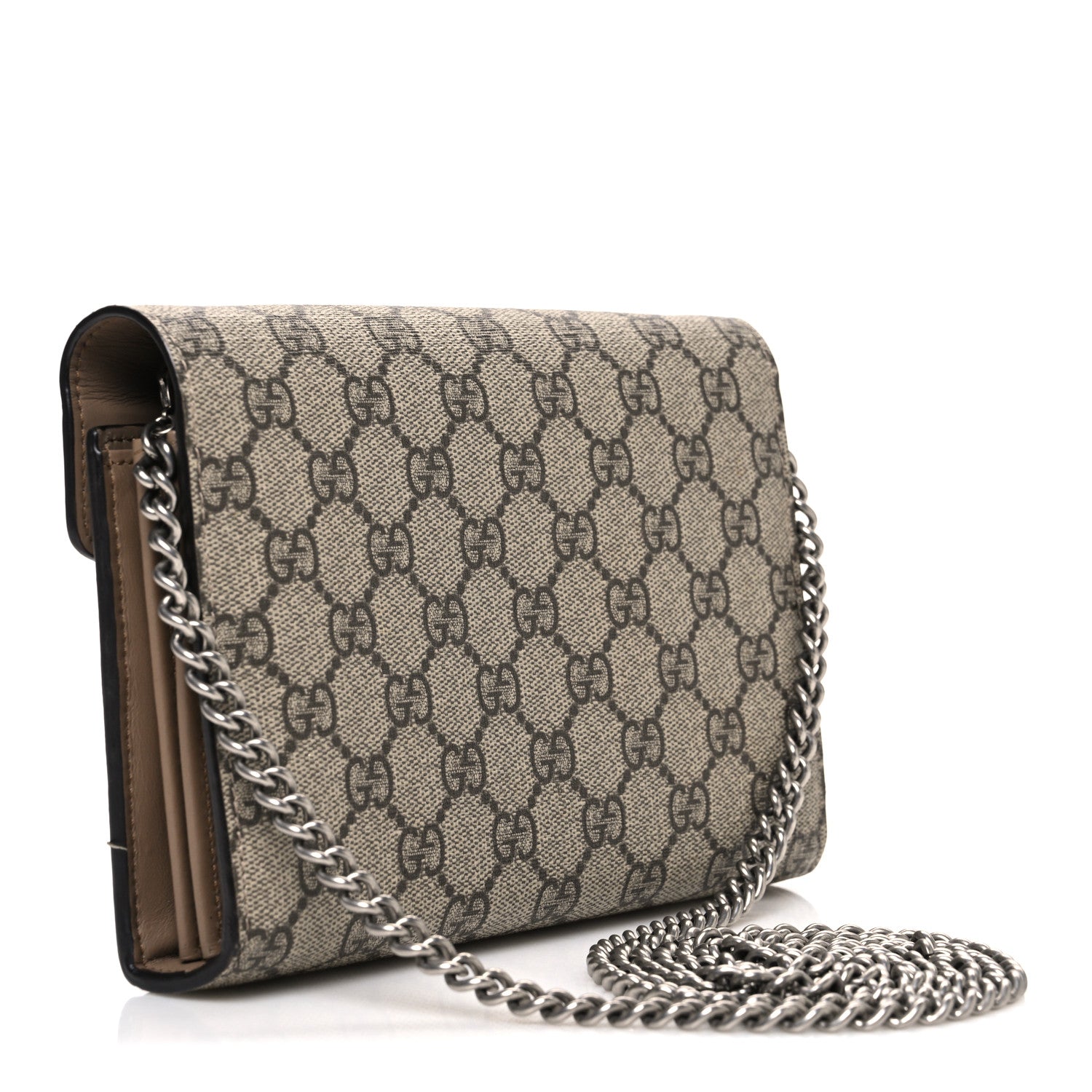 GG Supreme Monogram Mini Dionysus Chain Wallet Beige Taupe