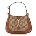 New Canvas Charisma Calfskin Crystal GG Monogram Mini Jackie 1961 Hobo Camel Ebony