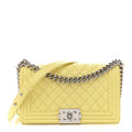 Caviar Quilted Medium Boy Flap Yellow