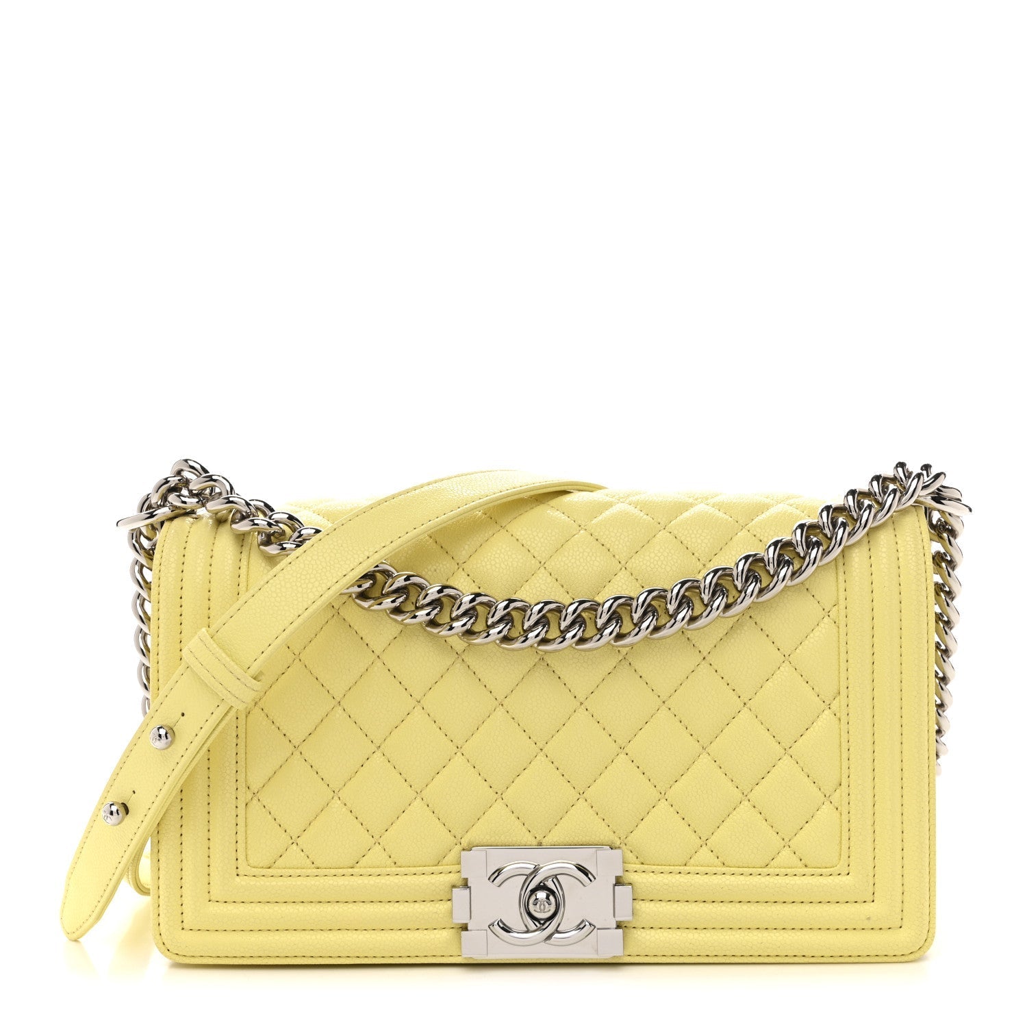 Caviar Quilted Medium Boy Flap Yellow