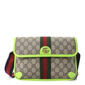 GG Supreme Monogram Web Small Ophidia Belt Bag Beige Ebony Electric Green