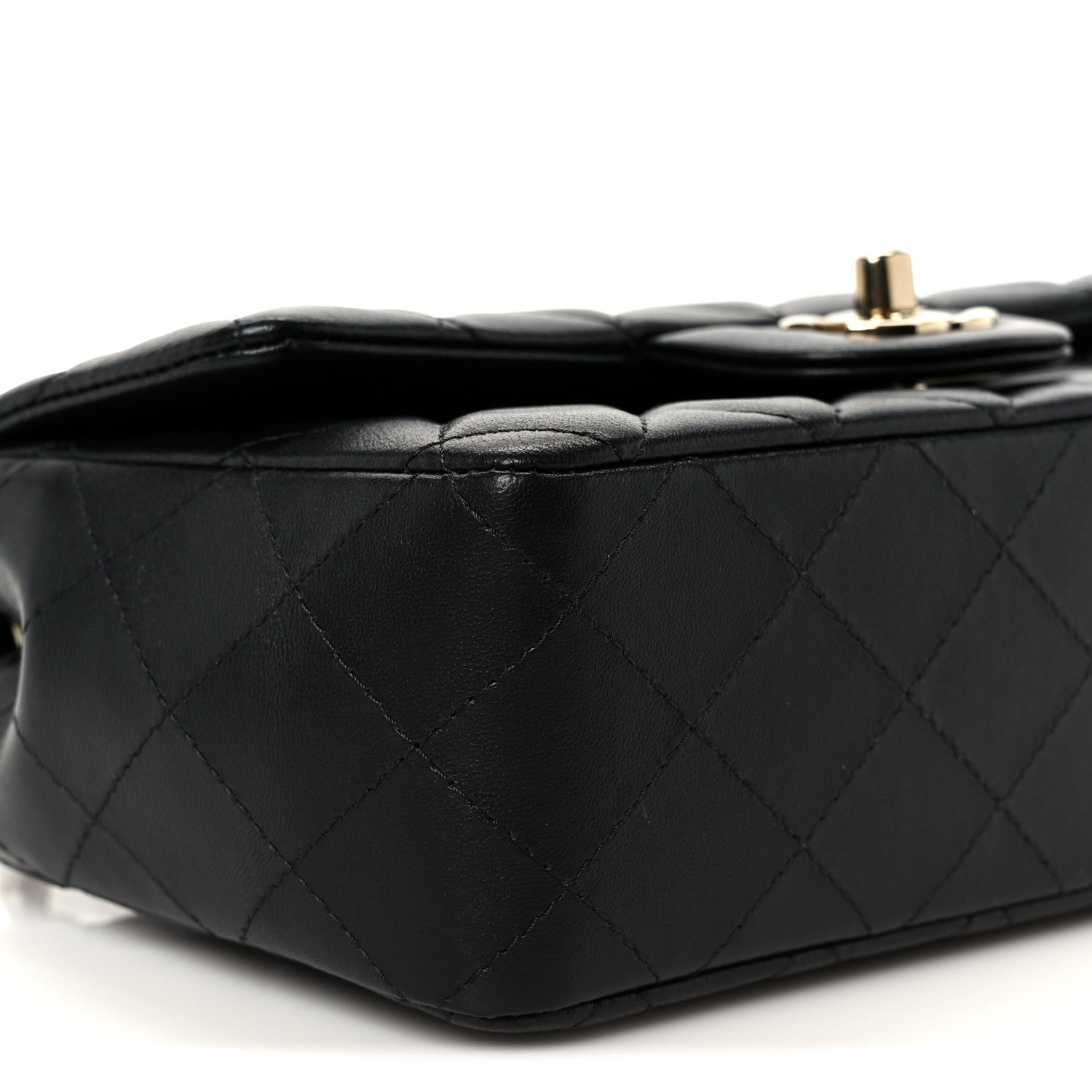 Lambskin Quilted Mini Rectangular Flap Black