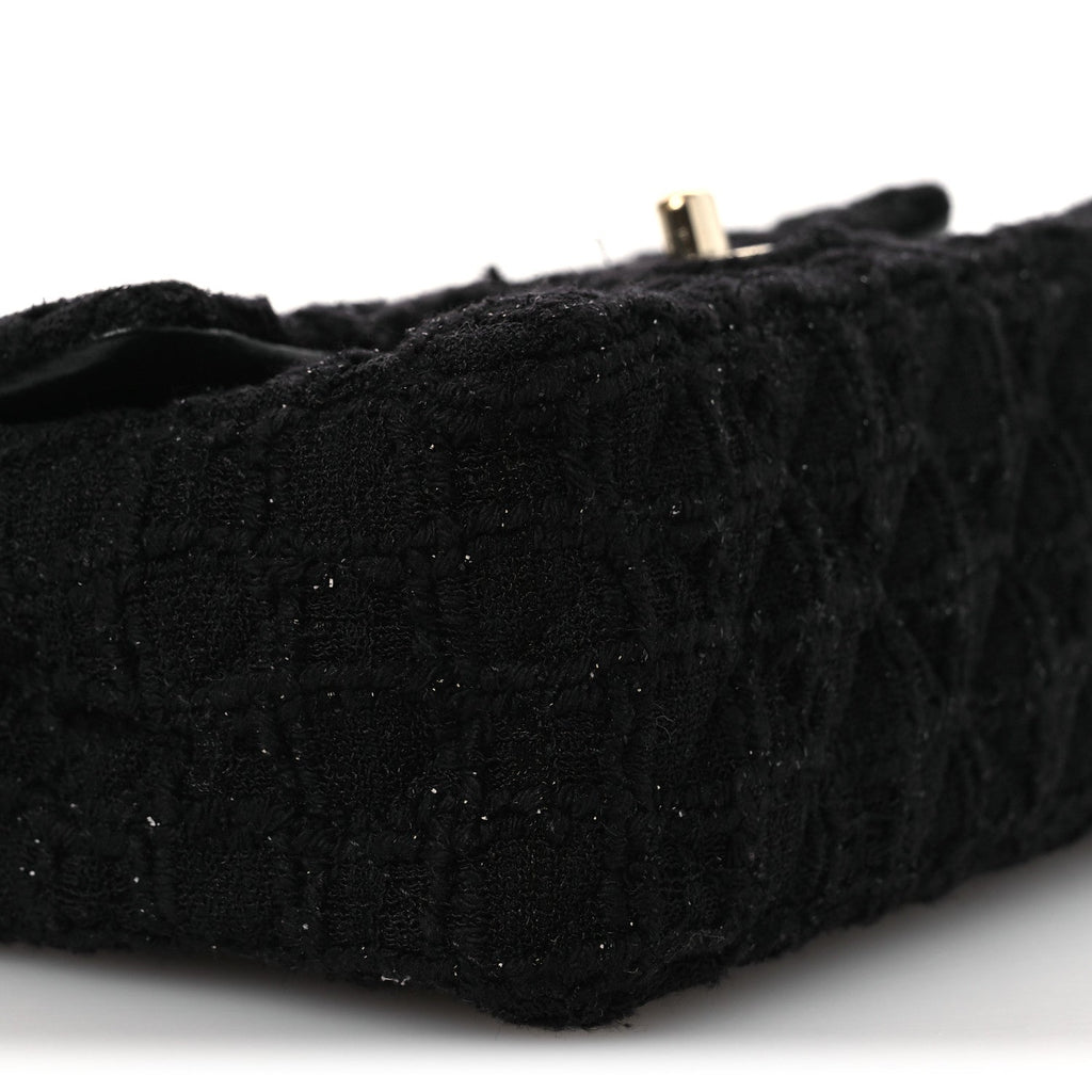 Tweed Quilted Mini Rectangular Flap Black