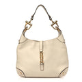 Calfskin Piston Lock Jackie O Hobo White