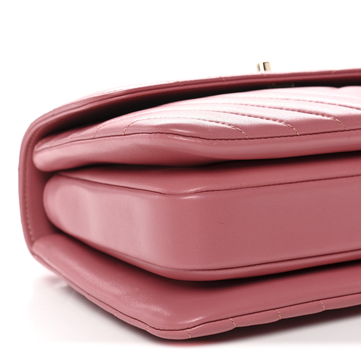 Lambskin Chevron Quilted Small Trendy CC Dual Handle Flap Bag Rosewood