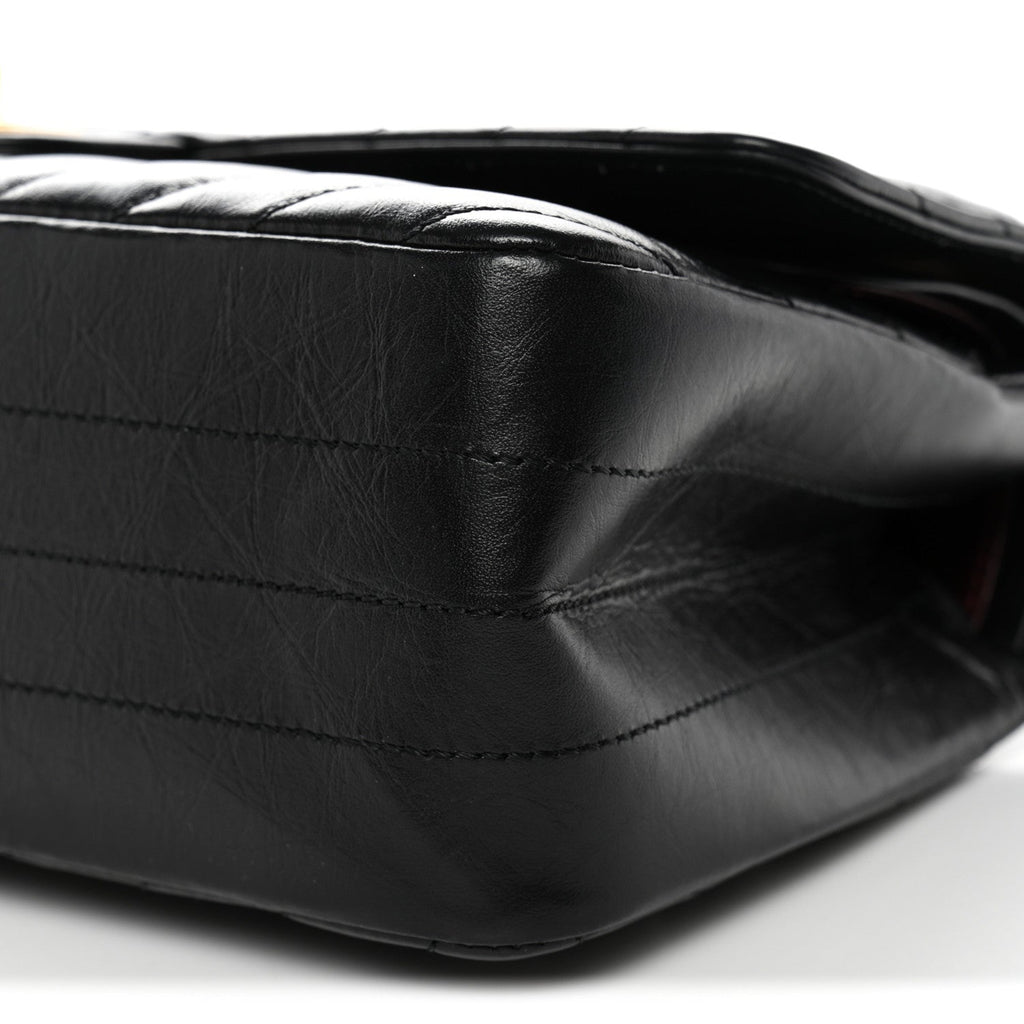 Aged Calfskin Chevron Quilted 2.55 Reissue 225 Flap Black