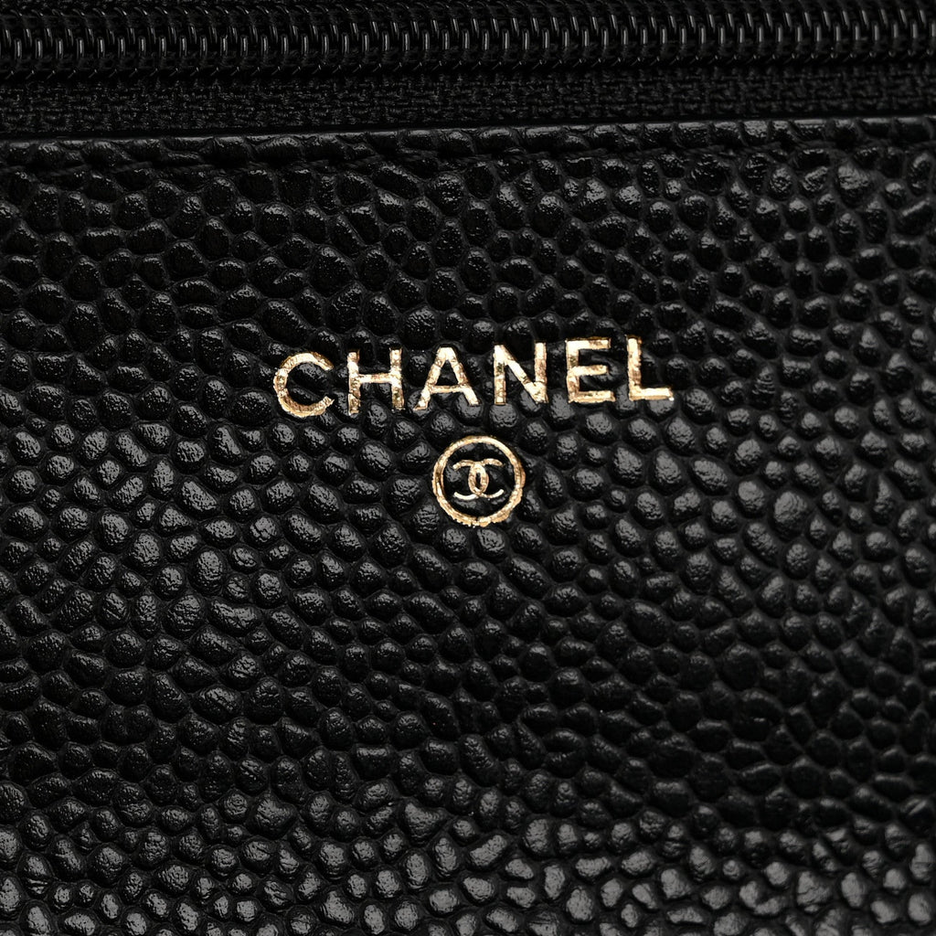 Caviar Quilted Wallet on Chain WOC Black