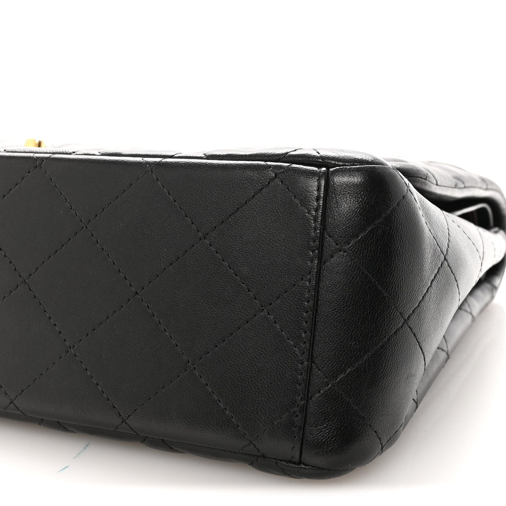 Lambskin Quilted Maxi Double Flap Black