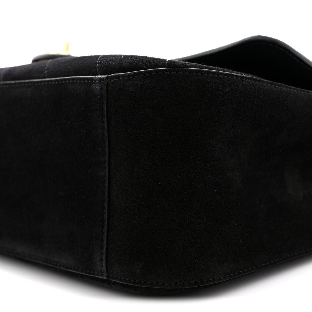 Suede Calfskin Small Souplissimo Maxi Flap Black