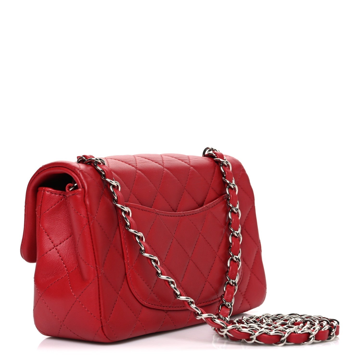 Lambskin Quilted Mini Rectangular Flap Red