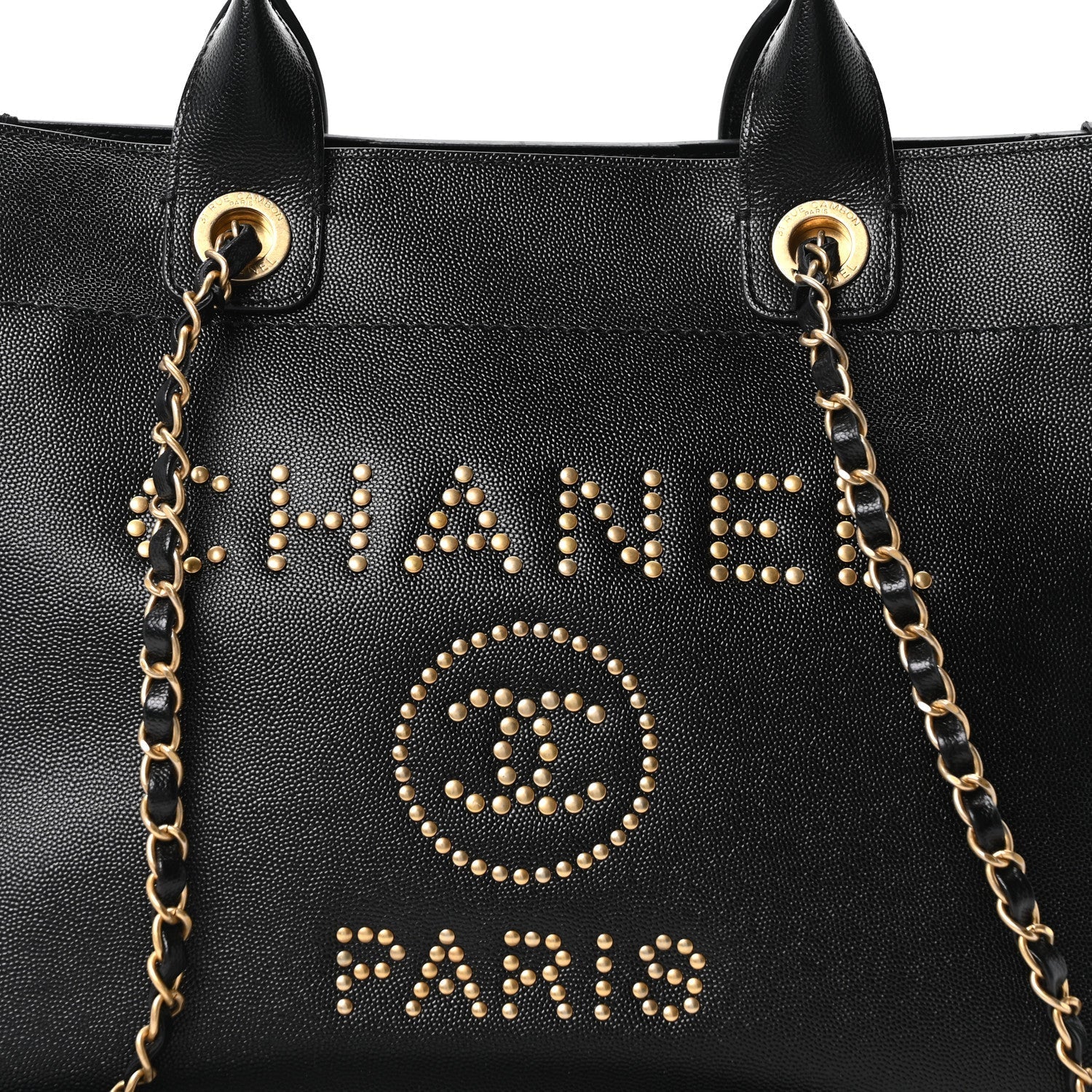 Caviar Small Studded Deauville Tote Black
