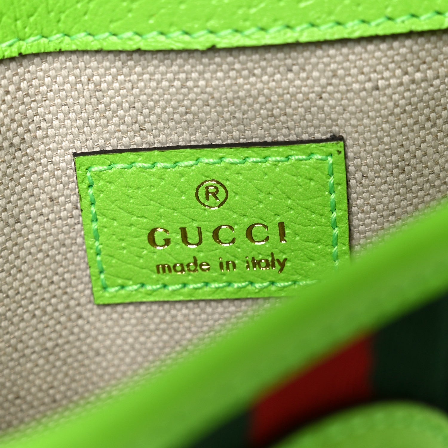 GG Supreme Monogram Web Small Ophidia Belt Bag Beige Ebony Electric Green