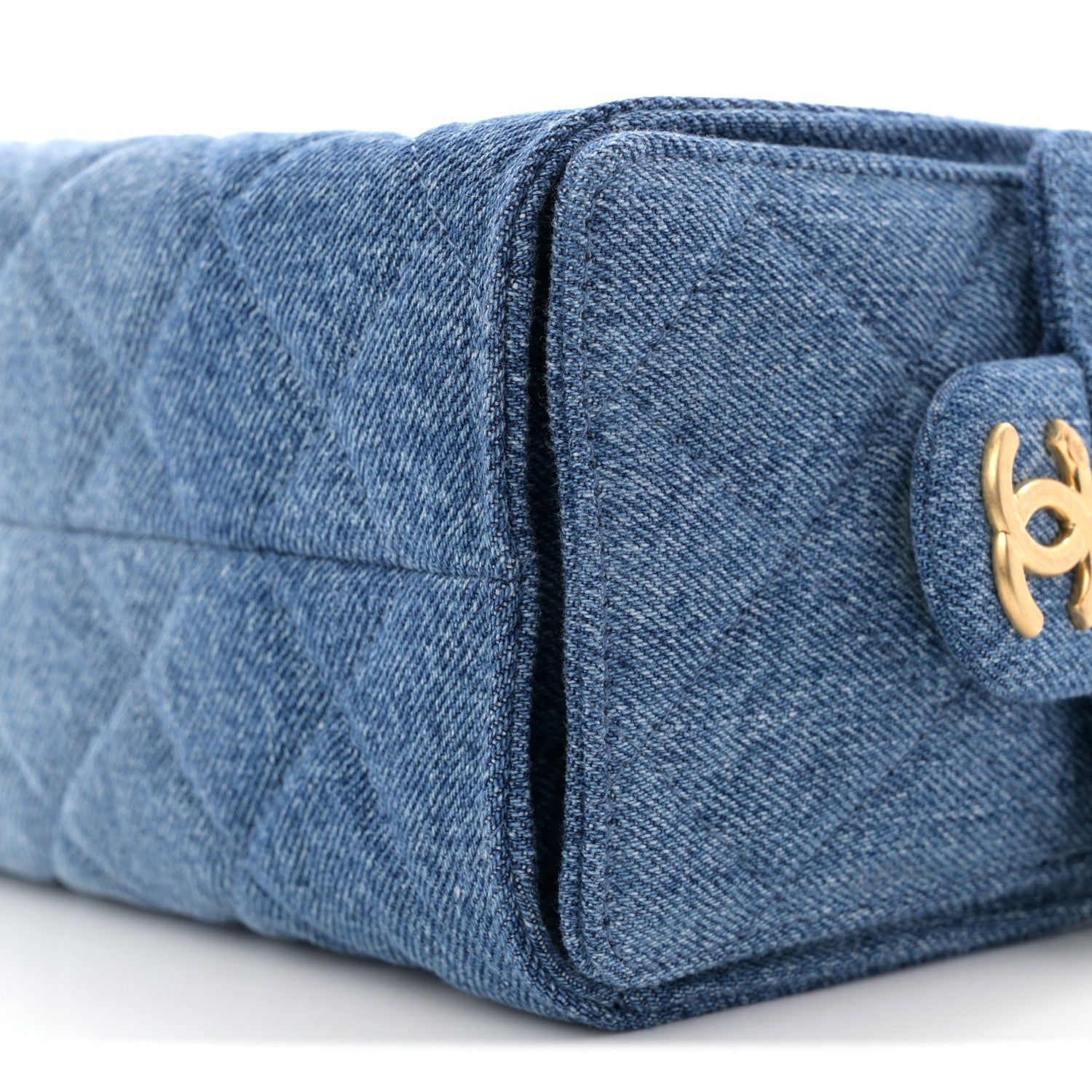 Washed Denim Quilted Mini Chanel 25 Handbag Blue