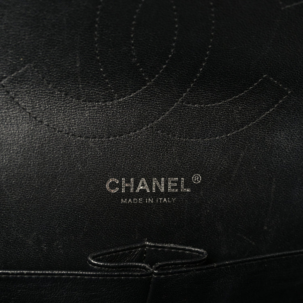 Patent Quilted Jumbo Double Flap Black