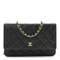 Caviar Quilted Wallet on Chain WOC Black