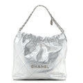 Metallic Calfskin Quilted Chanel 22 Silver