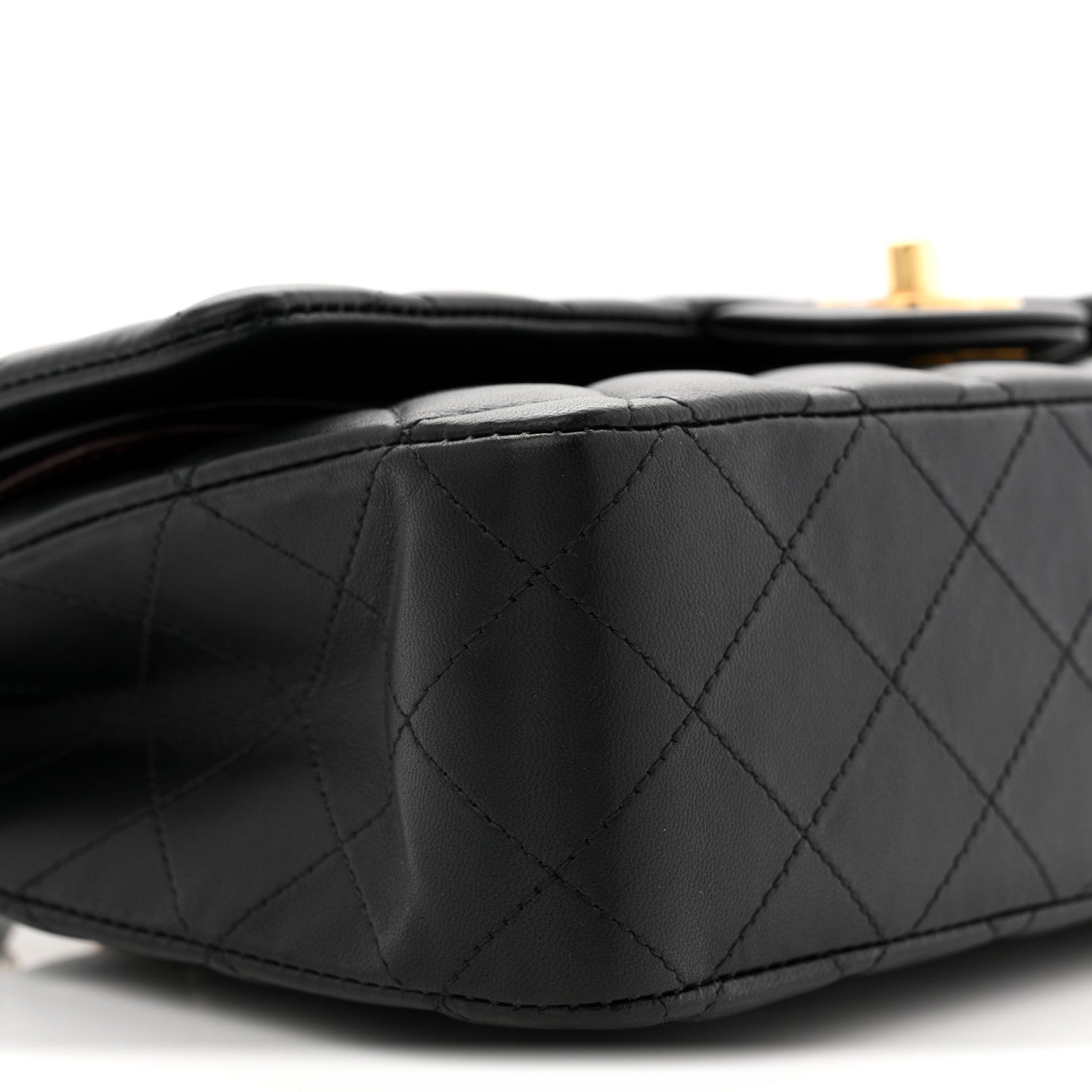 Lambskin Quilted Medium Double Flap Black