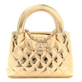 Mirror Calfskin Metallic Calfskin Quilted Nano Kelly Shopper Gold